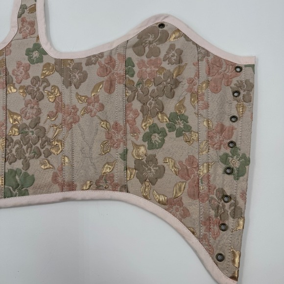 French Meadows Floral Tapestry Corset Stays Bodice Pink Gold Renaissance PNW - Picture 13 of 14